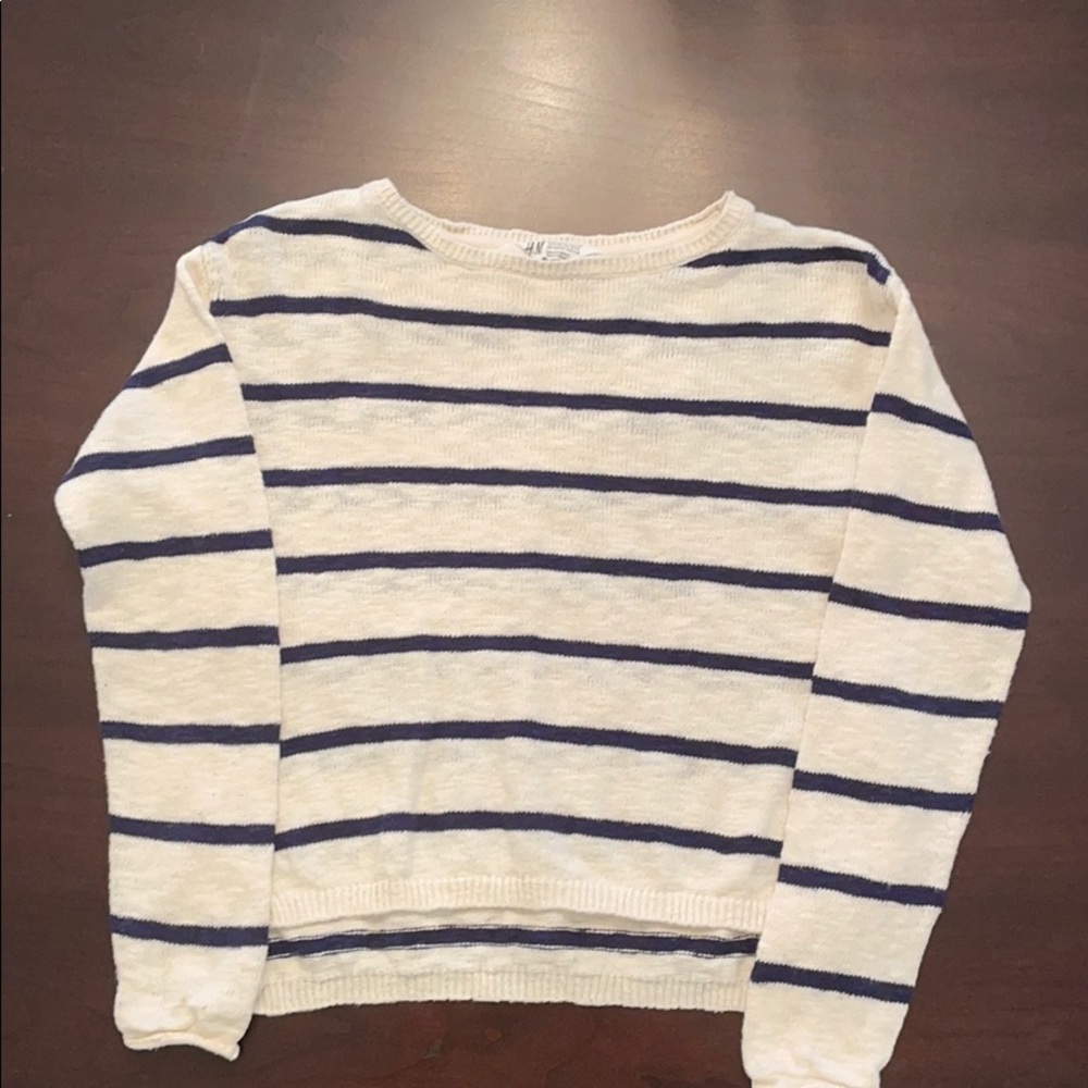 H&M Cream/Navy Striped Sweater